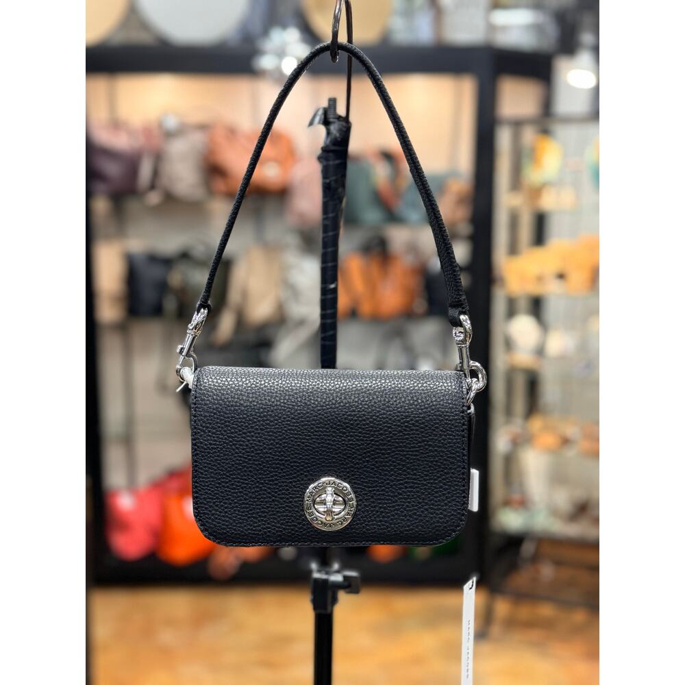 Marc Jacobs Black Leather Shoulder Crossbody Signet Turn Lock Small Bag NEW!